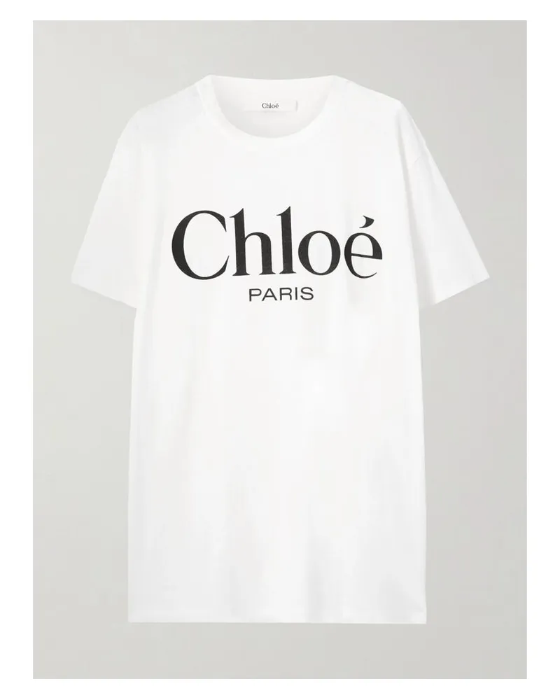 Chloé T-shirt Aus Baumwoll-jersey Mit Print - Weiß Weiß
