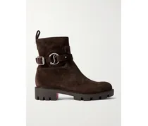 Dianouchette Buckled Suede Ankle Boots - Brown