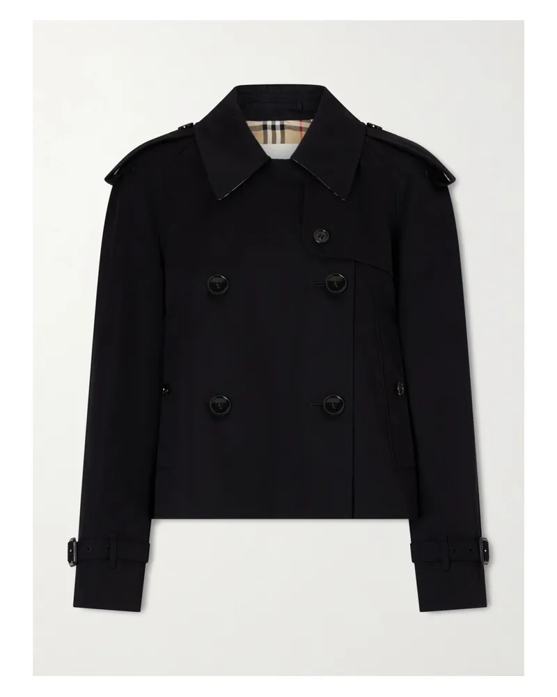Burberry Double-breasted Cotton-gabardine Jacket - Black Black