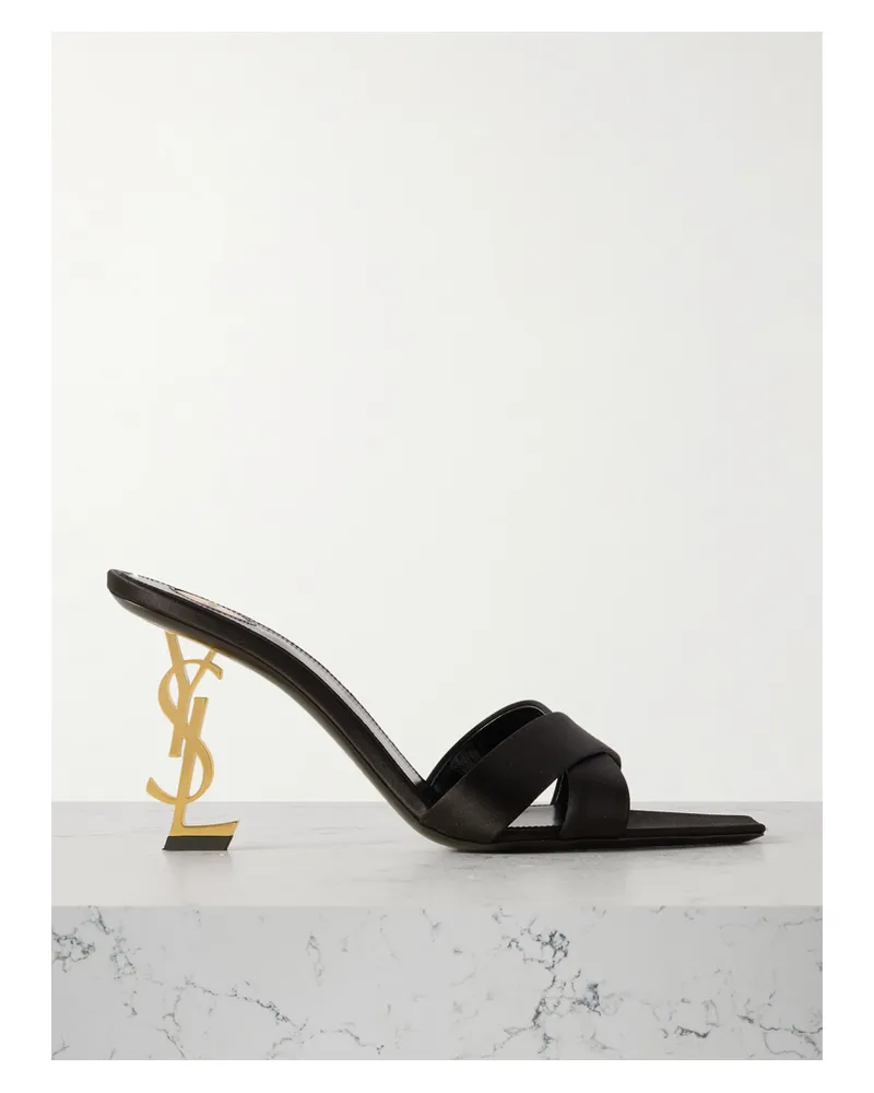 Saint Laurent Opyum Satin Mules - Black Black