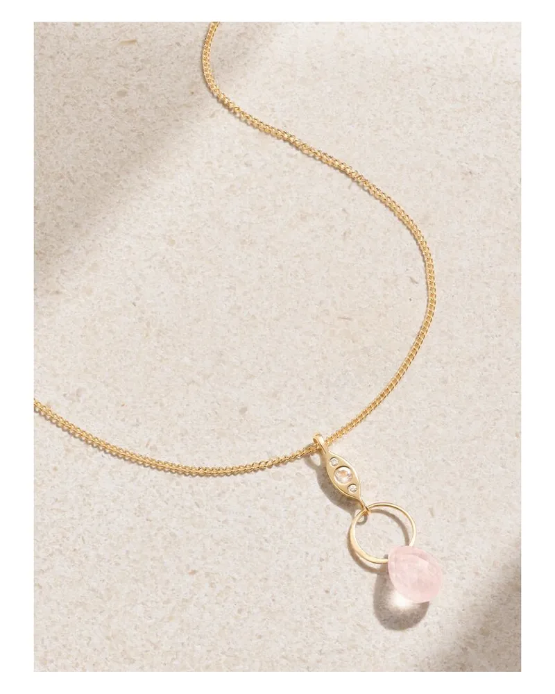 Melissa Joy Manning Kette Aus Recyceltem 14 Karat Gold Mit Rosenquarz Und Diamanten Gold
