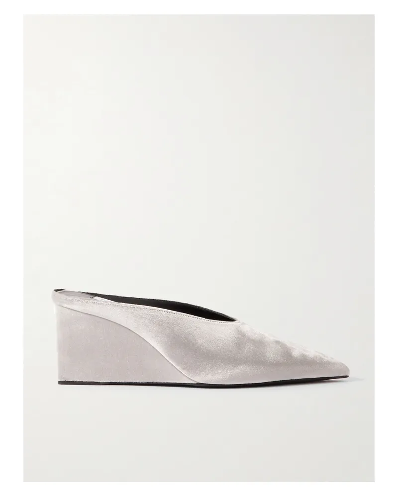 Alaïa 75 Velvet Wedge Mules - Gray Gray