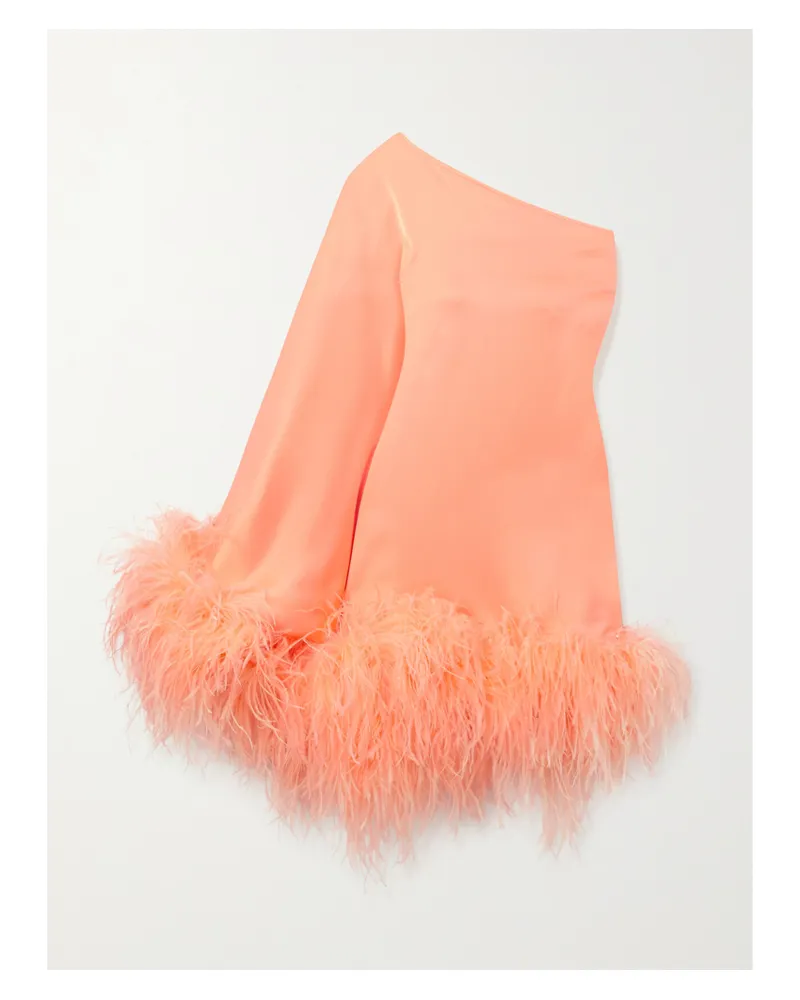 Taller Marmo Piccolo Ubud Asymmetrisches Minikleid Aus Crêpe Mit Federn - Orange Orange