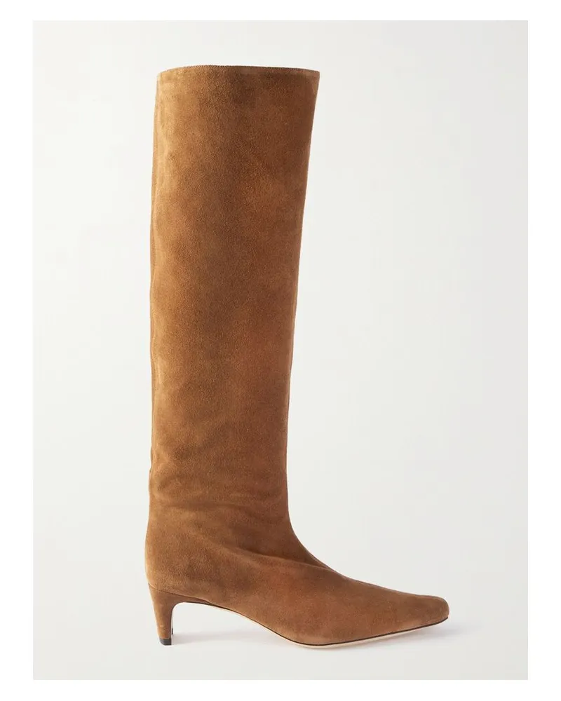 STAUD Wally Kniehohe Stiefel Aus Veloursleder - Braun Braun
