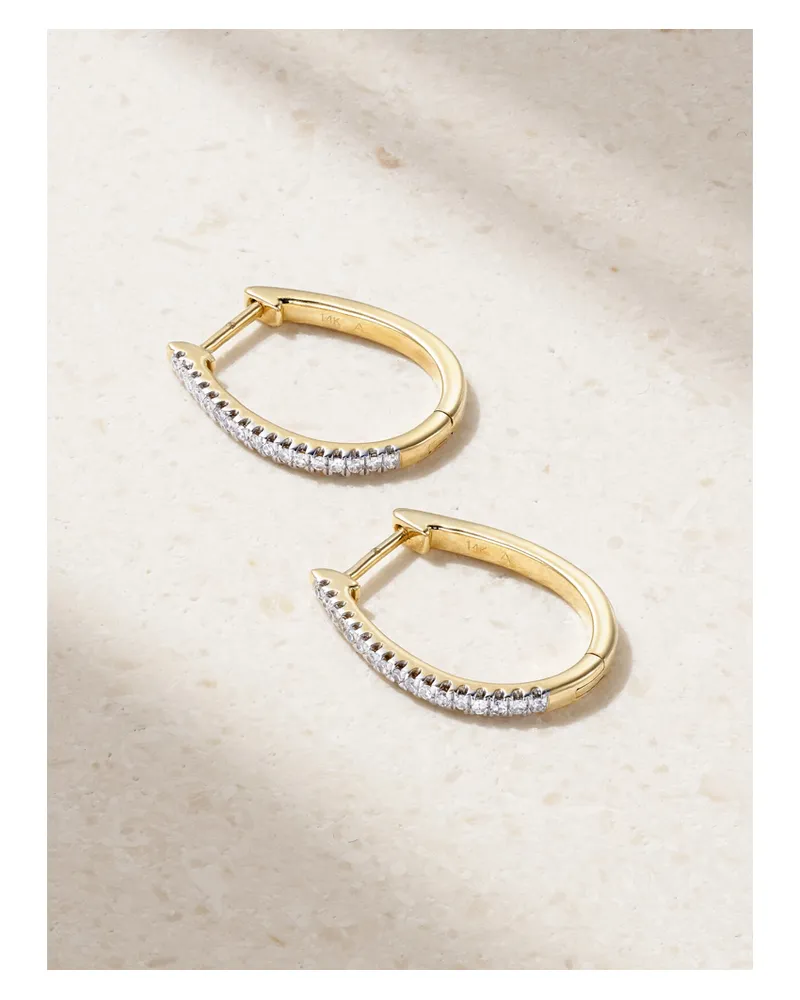 Stone & Strand Medium Oval Creolen Aus 14 Karat Gold Mit Diamanten Gold