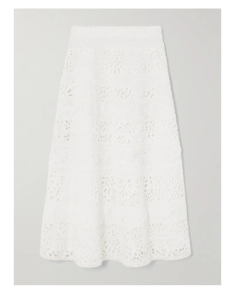 Carolina Herrera New York Midirock Aus Baumwolle Mit Lochstickerei - Weiß Weiß