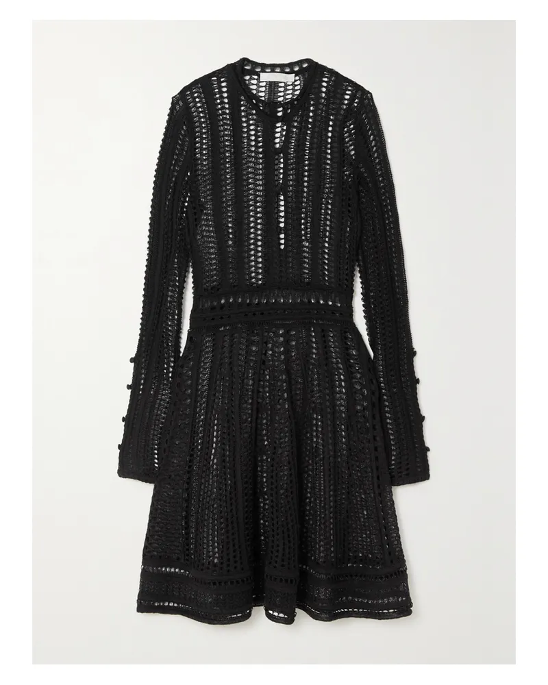 Chloé Minikleid Aus Einer Gehäkelten Leinenmischung - Schwarz Schwarz