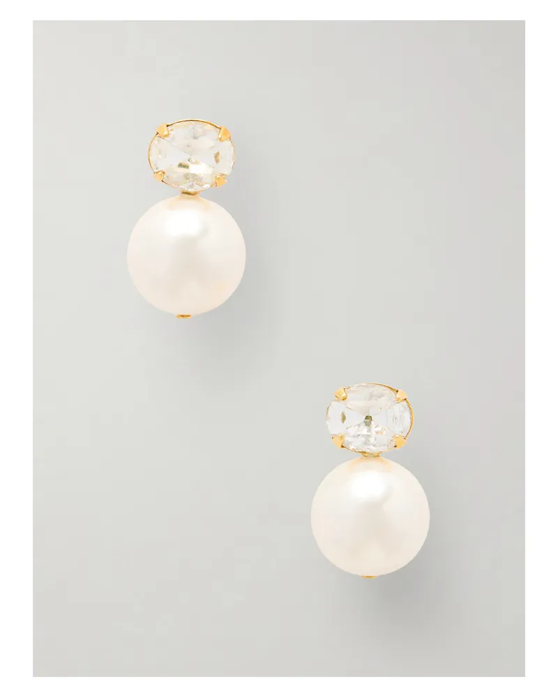 Jennifer Behr Nina Gold-tone Crystal And Pearl Earrings - Neutrals Neutrals