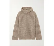 Zopfstrickpullover Mit Kapuze Und Pailletten - Neutral