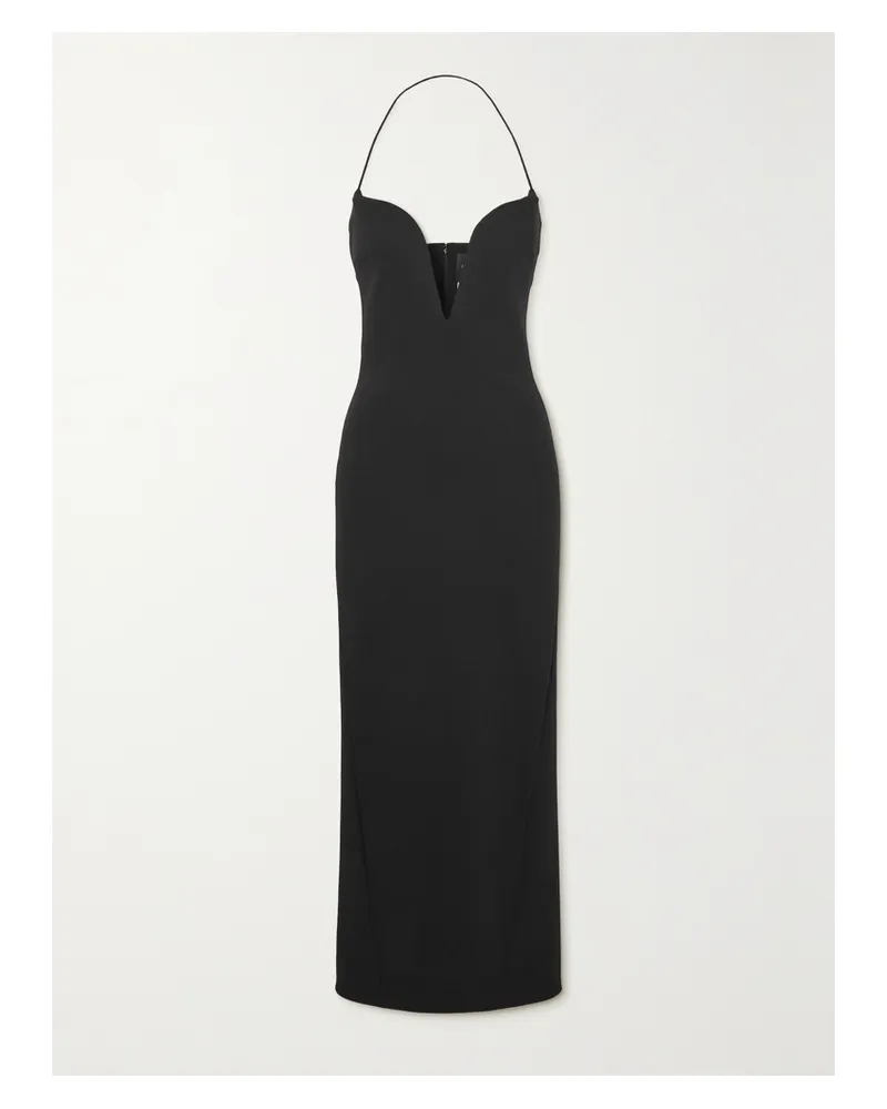 Givenchy Neckholder-midikleid Aus Grain De Poudre Aus Einer Stretch-wollmischung - Schwarz Schwarz
