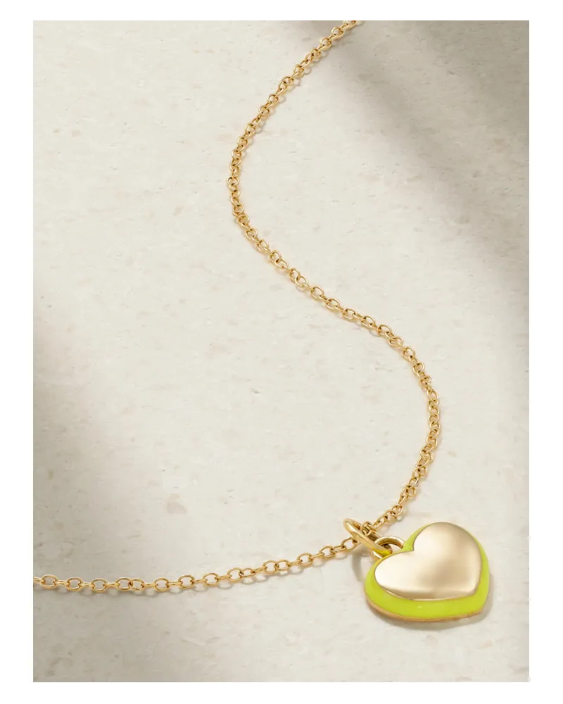 Alison Lou Puffy Heart Kette aus 14 Karat  mit Emaille Gold