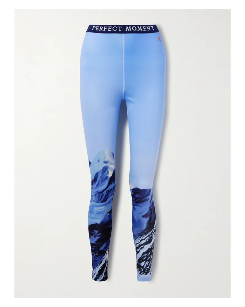 Perfect Moment Leggings Aus Stretch-jersey Mit Print - Blau Blau
