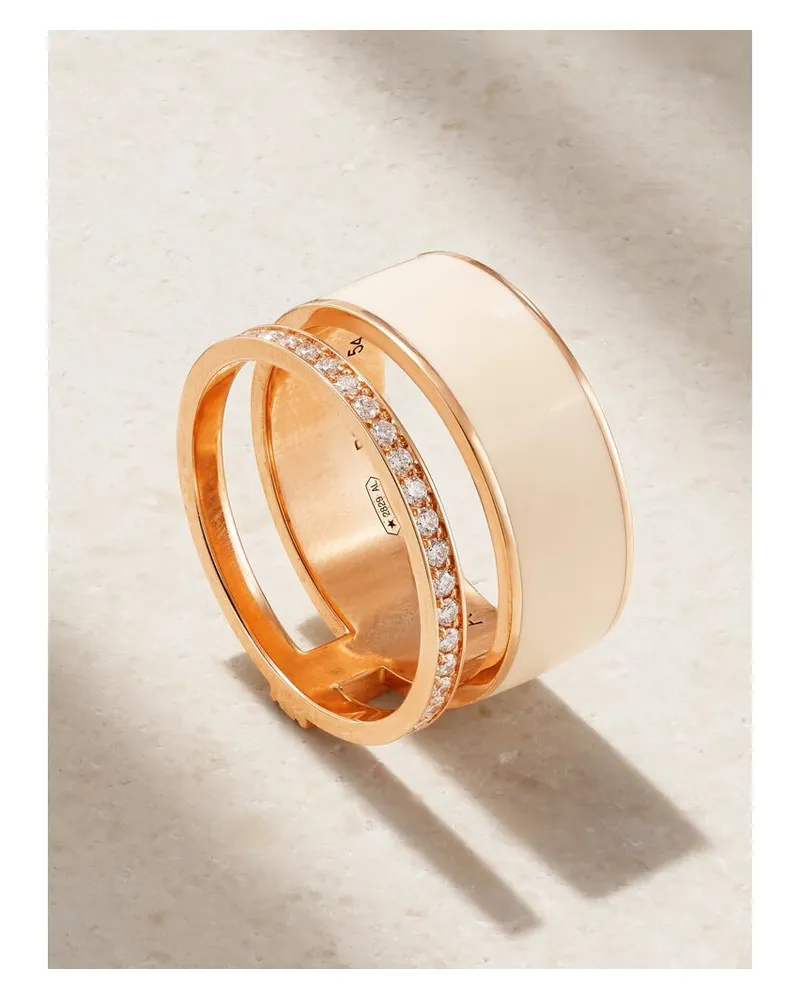 Repossi Ring Aus 18 Karat Roségold Mit Lack Und Diamanten Gold
