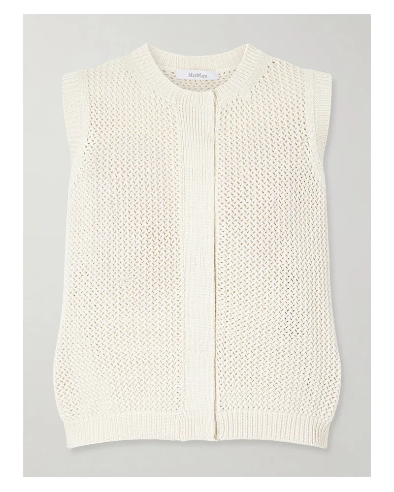 Max Mara Open-knit Silk-blend Top - Neutrals Neutrals