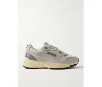 Hyperway Sneakers Aus Mesh Und Metallic-leder Mit Lederbesätzen - Grau