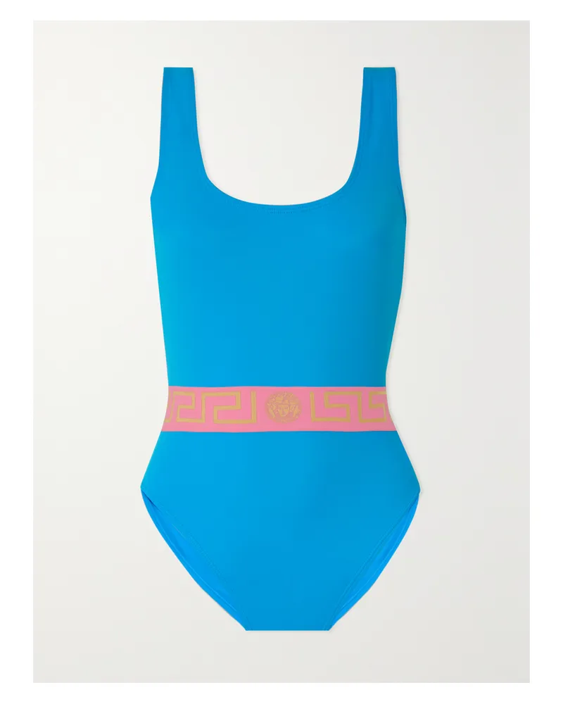 Versace Vita Badeanzug Mit Jacquard-besatz - Blau Blau