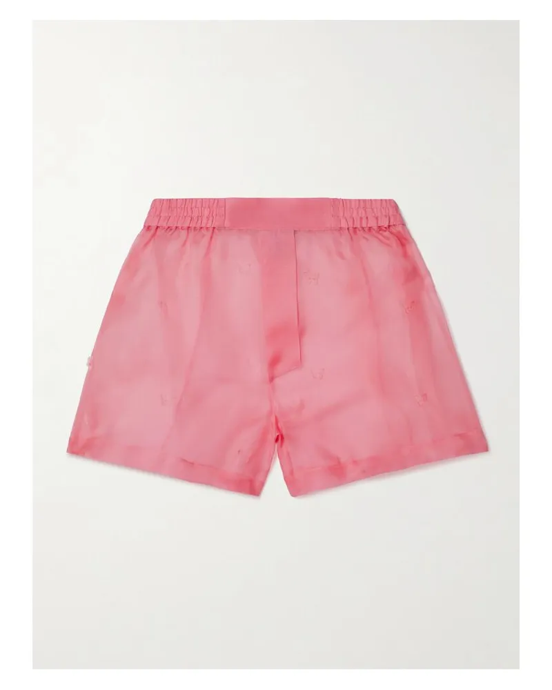 Kiki De Montparnasse Shorts Aus Seidenorganza Mit Lasergeschnittenen Details - Pink Pink
