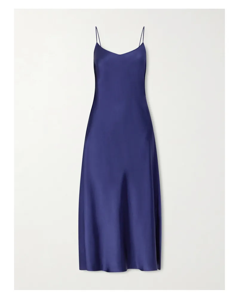 Another Tomorrow Satin Midi Dress - Blue Blue