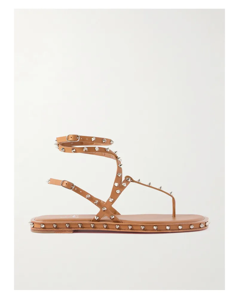 Christian Louboutin Bombina Studded Leather Sandals - Brown Brown