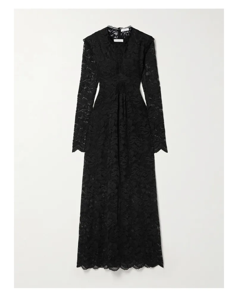 Paco Rabanne Maxikleid Aus Spitze Mit Biesen Und Wellenkanten - Schwarz Schwarz