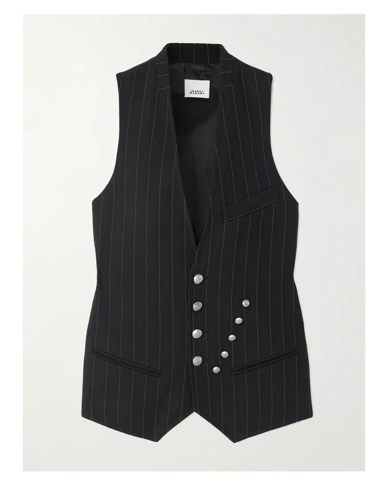 Isabel Marant Manon Weste Aus Twill Aus Einer Baumwollmischung Mit Nadelstreifen Sowie Satin - Schwarz Schwarz