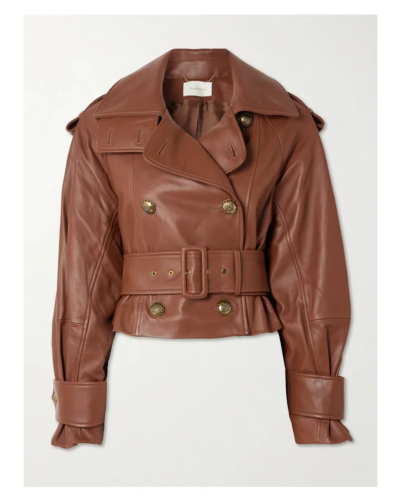 Zimmermann Hypnotic Verkürzte Lederjacke Mit Gürtel - Braun Braun
