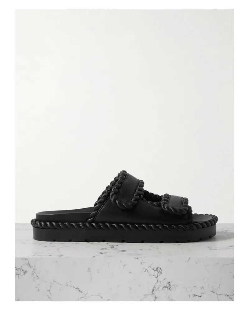 Bottega Veneta Jack Pantoletten Aus Leder Mit Flechtdetails - Schwarz Schwarz