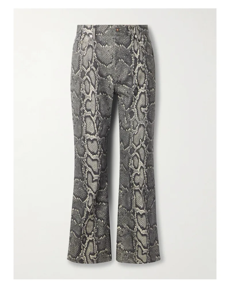 Gabriela Hearst Ezra Halbhohe Bootcut-jeans Aus Recyceltem Denim Mit Schlangenprint - Grau Grau