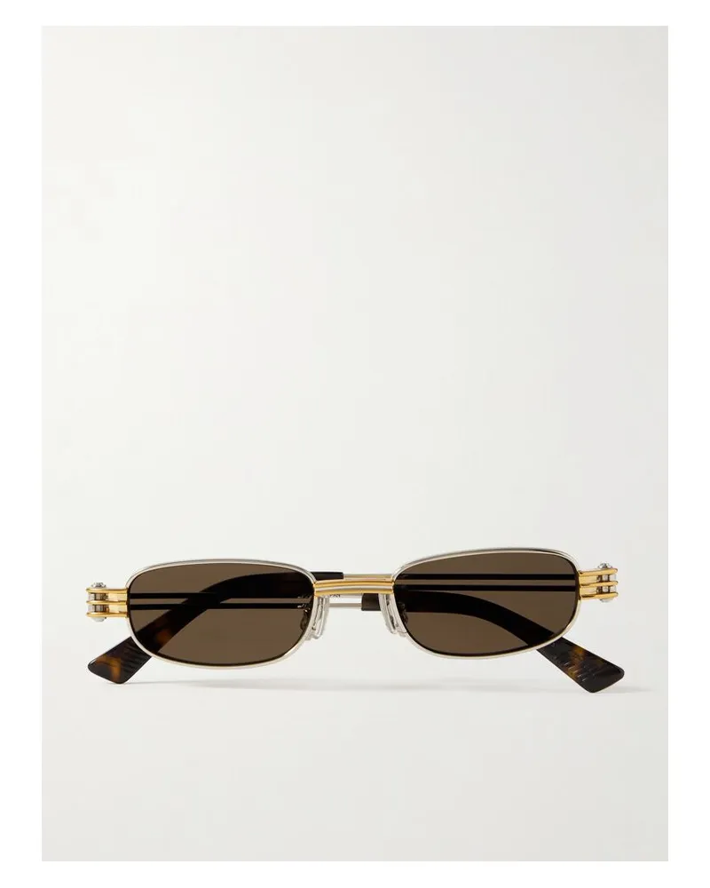 Bottega Veneta Rectangle Silber- Und Goldfarbene Sonnenbrille Mit D-rahmen Silber