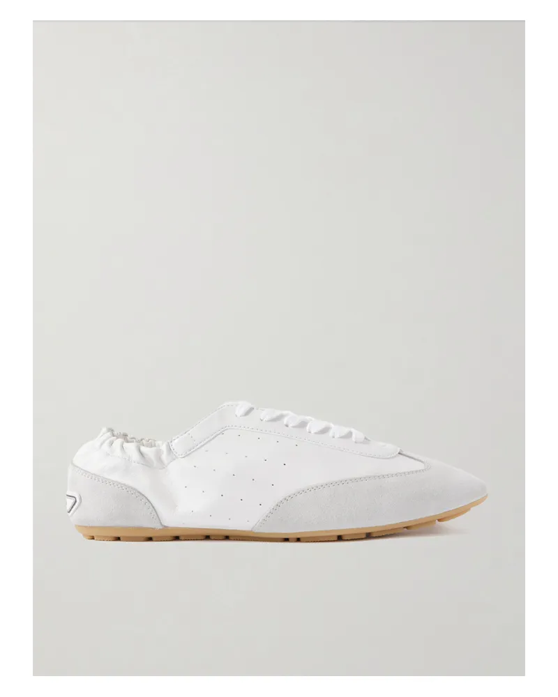 Saint Laurent Kick Sneakers Aus Leder Mit Velourslederbesatz - Weiß Weiß