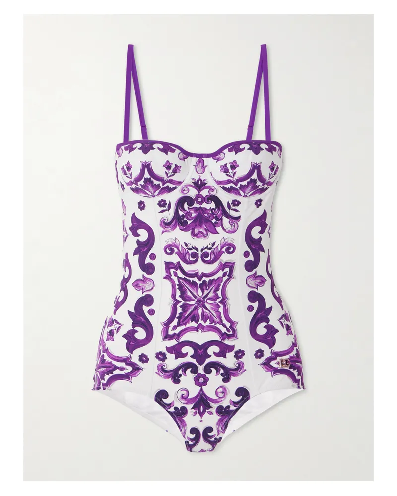 Dolce & Gabbana Majolica Viola Badeanzug Mit Print - Lila Lila