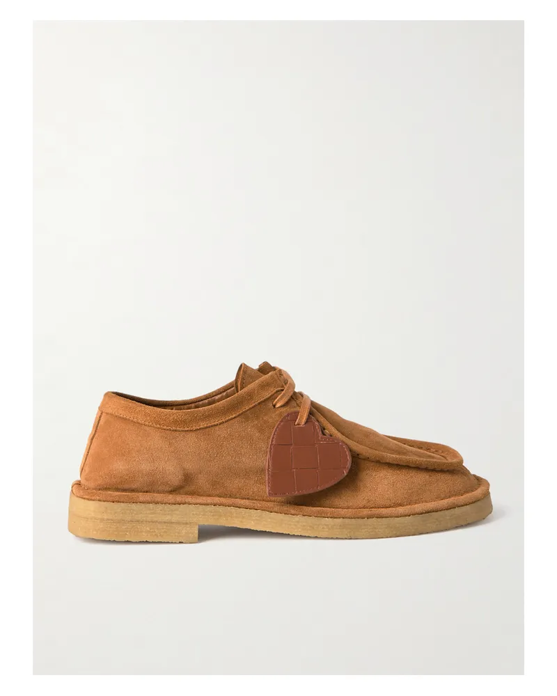 Bottega Veneta Loafers Aus Veloursleder Mit Intrecciato-lederbesätzen - Braun Braun