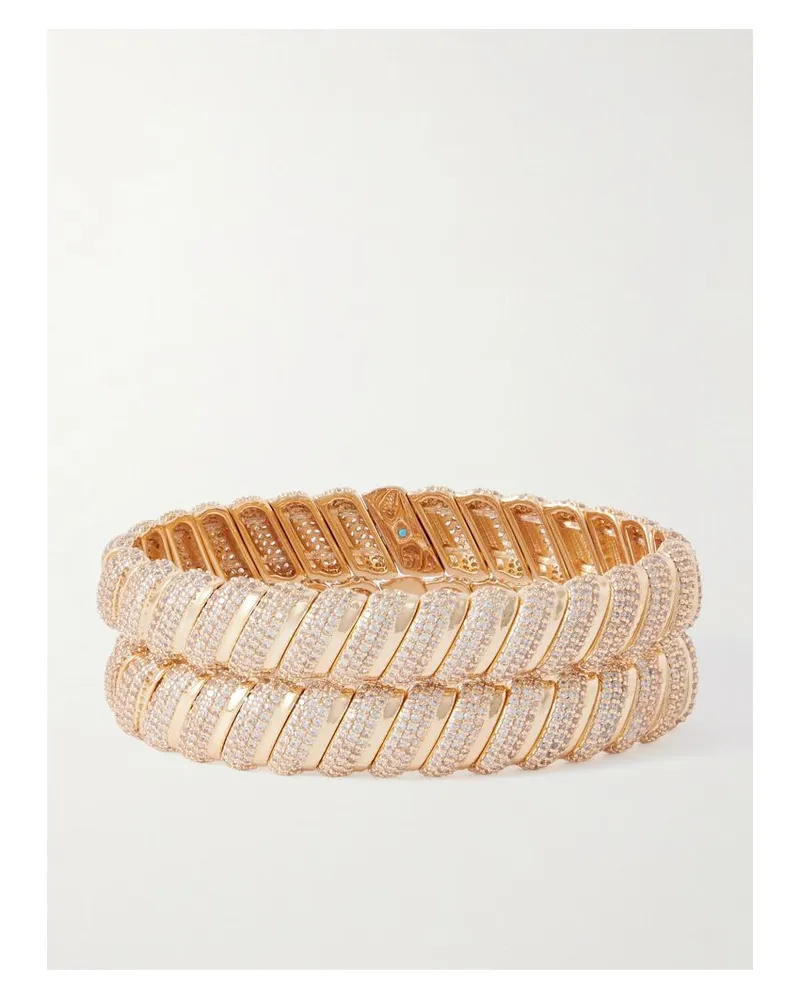 Roxanne Assoulin The Palais Royale Set Aus Zwei Goldfarbenen Armbändern Mit Kristallen Gold