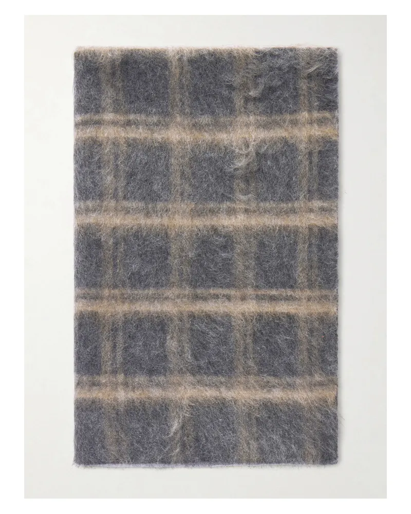 Brunello Cucinelli Checked Brushed-knit Scarf - Gray Gray