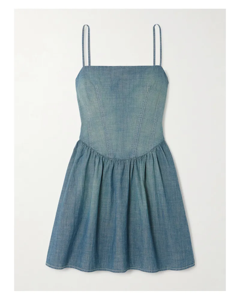 RE/DONE Net Sustain + Pamela Anderson Minikleid Aus Biobaumwoll-chambray - Blau Blau