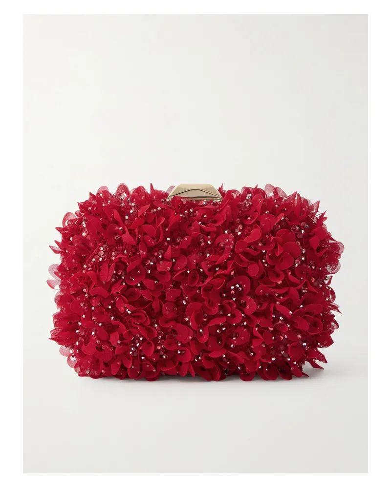 Jimmy Choo Cloud Embellished Satin Clutch - Red Red