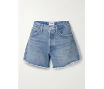 Parker Long Jeansshorts In Distressed-optik - Blau