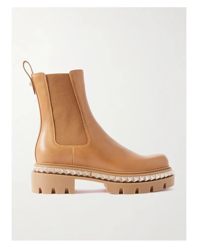 Christian Louboutin Emilia Pyraclou Studded Leather Chelsea Boots - Brown Brown