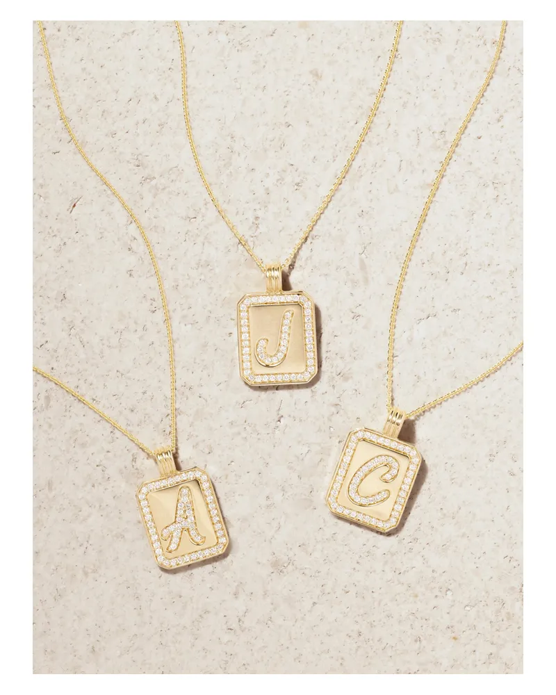 Stone & Strand Letter Kette Aus 14 Karat Gold Mit Diamanten Gold