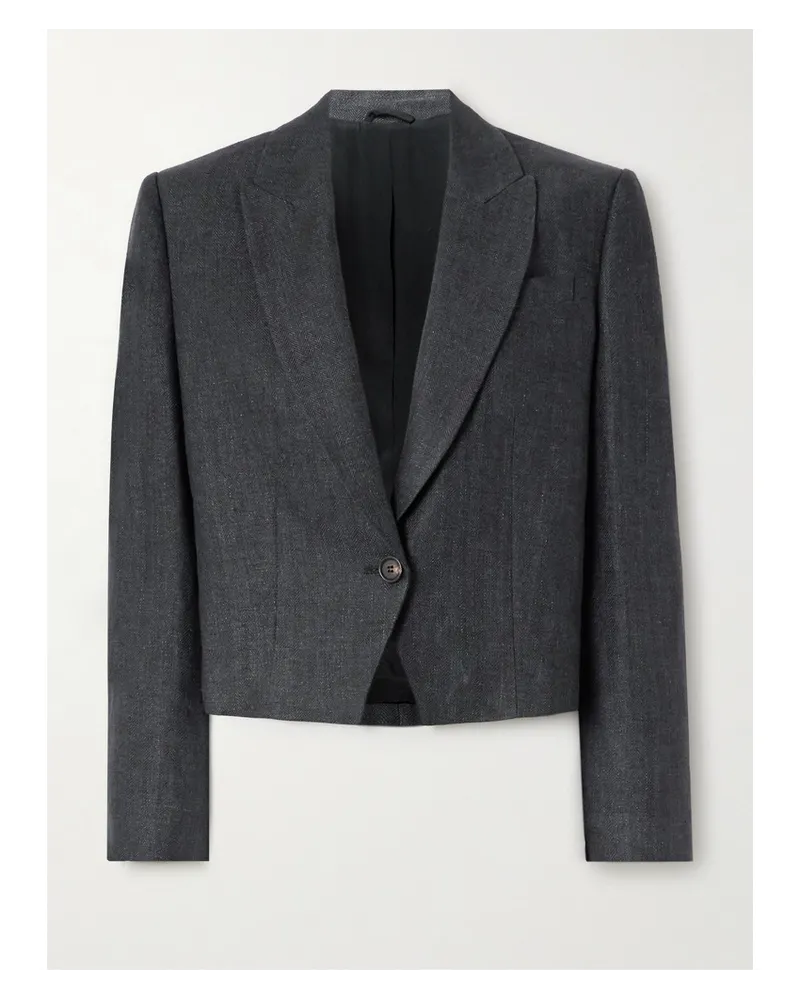 Brunello Cucinelli Verkürzter Blazer aus Leinen Schwarz