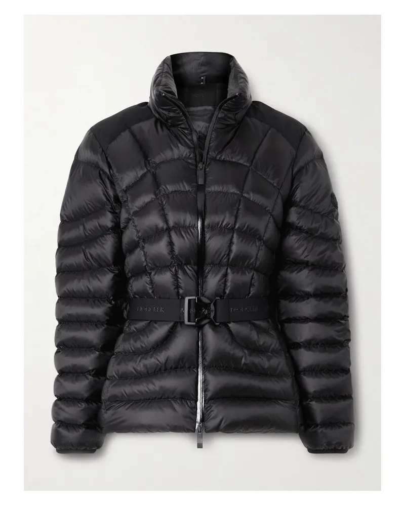Moncler Gramont Daunenjacke Aus Gestepptem Shell Mit Gürtel Und Kapuze - Schwarz Schwarz