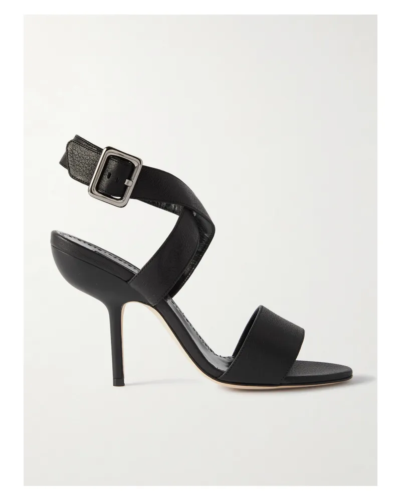 Manolo Blahnik Helua 105 Sandalen Aus Strukturiertem Leder - Schwarz Schwarz