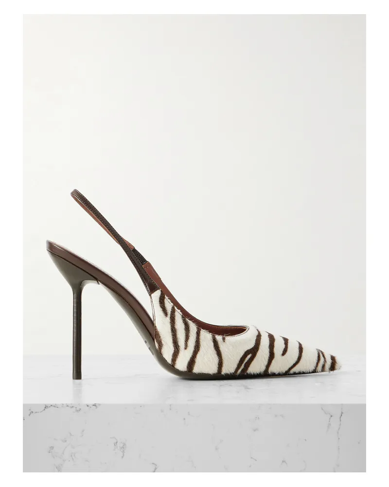 Paris Texas Lidia Slingback-pumps Aus Kalbshaar Mit Zebraprint Und Lederbesätzen - Animal-Print Animal-print