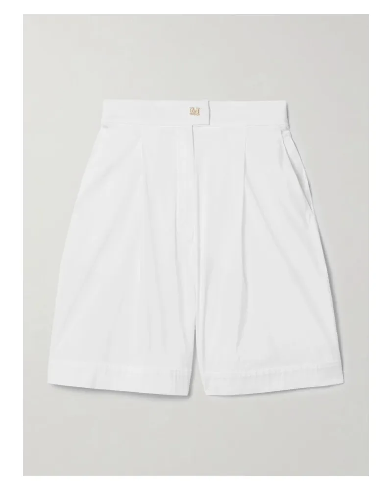 Max Mara Sultano Shorts Aus Popeline Aus Einer Baumwollmischung Mit Bundfalten - Weiß Weiß