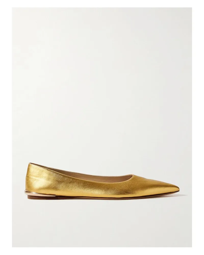 Gabriela Hearst Fleur Ballerinas Aus Metallic-leder Mit Verzierung - Gold Gold