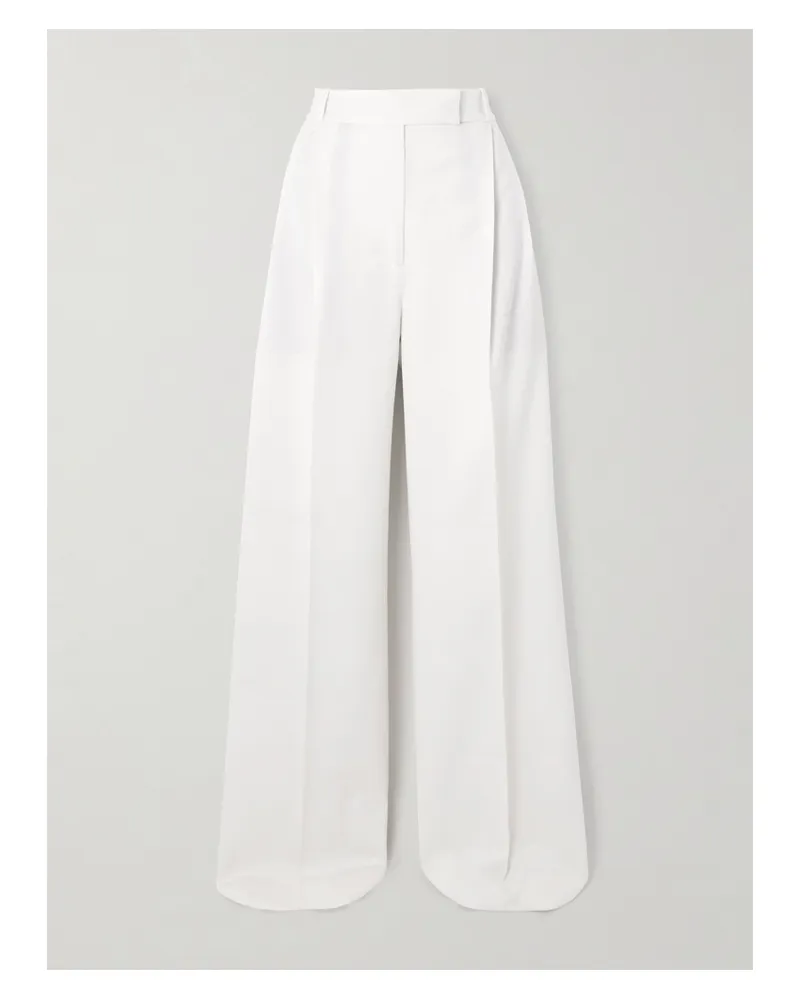 Róhe Hose Mit Weitem Bein Aus Twill Aus Einer Wollmischung Mit Falten - Elfenbein Elfenbein