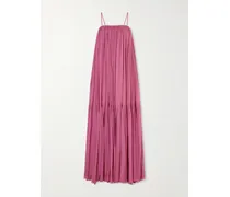 Tiered Pleated Silk-chiffon Maxi Dress - Pink