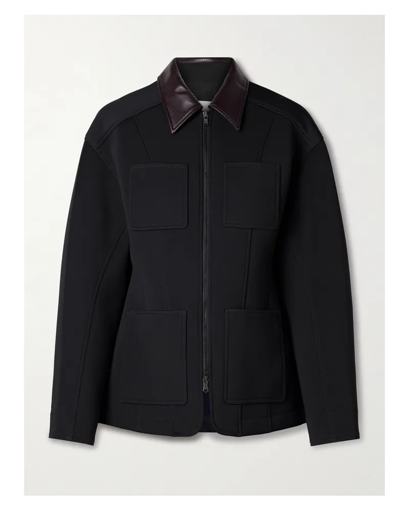 tibi Jacke Aus Twill Mit Lederbesätzen - Blau Blau
