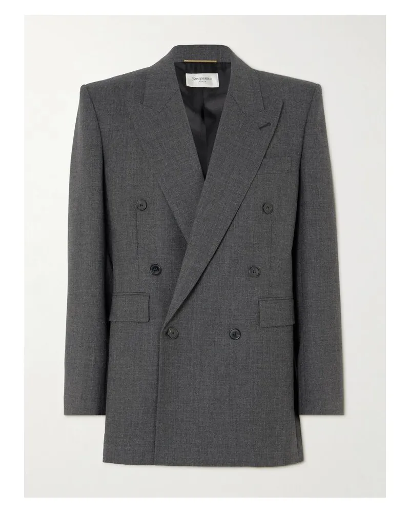 Saint Laurent Doppelreihiger Blazer Aus Wolle - Grau Grau