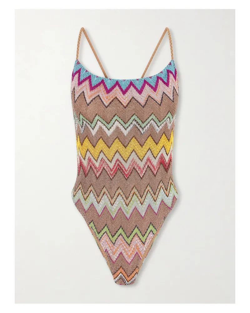Missoni Mare Striped Metallic Crochet-knit Swimsuit - Multi Multi
